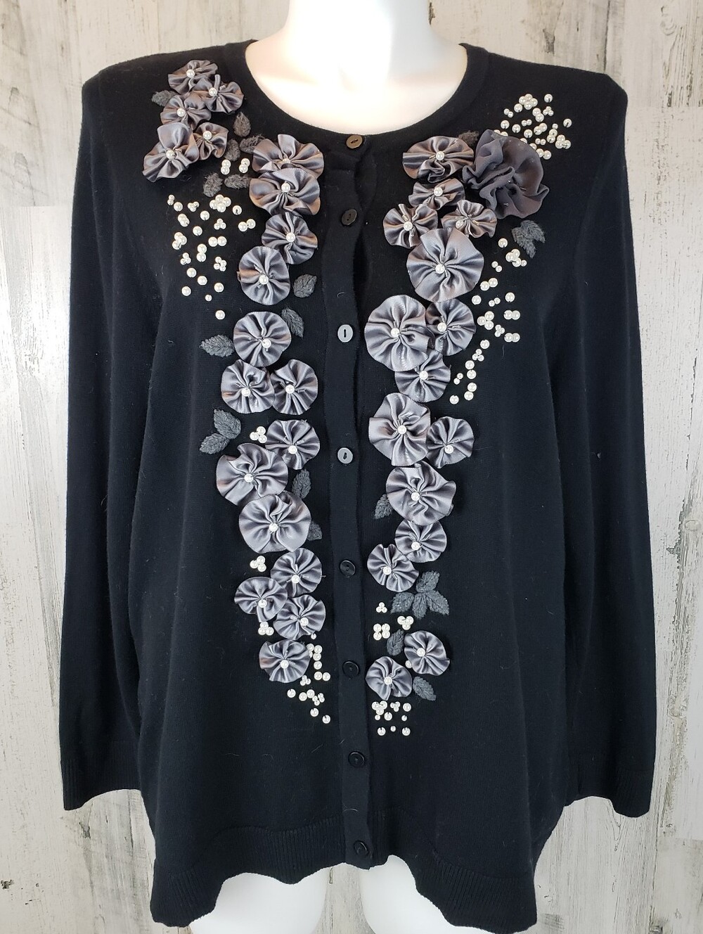 CJ Banks Black Knit Cardigan Size 2X - Picture 1 of 7